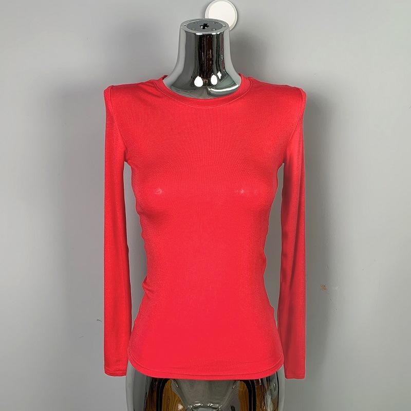 Модная и трендовая женская стройная и универсальная сексуальная футболка с длинными рукавами, показывающая тело, базовая футболка, топ для женщин