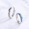 S925 Sterling Silver Couple's Ring Light Luxury Niche Mountain and Sea Design Men's and Women's Pair Ring Lettering Long-distance Love Hand Decoration