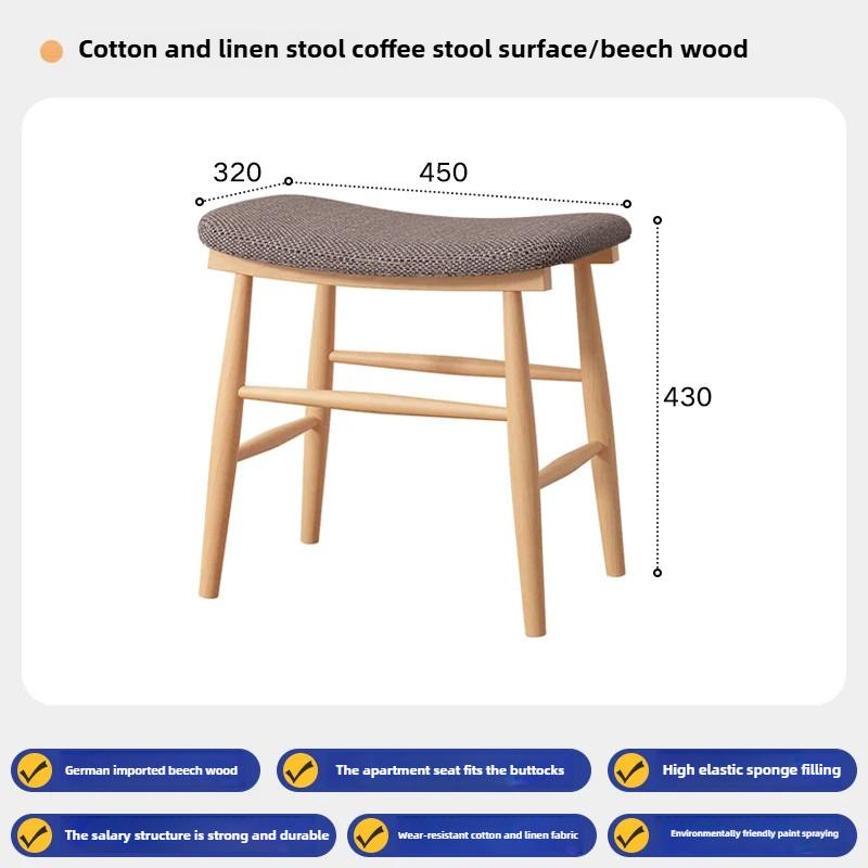 Пушистый туалетный столик из массива дерева - Скандинавский стул-туалет с подушкой, Мягкая скамья для спальни, туалетного столика и прихожей