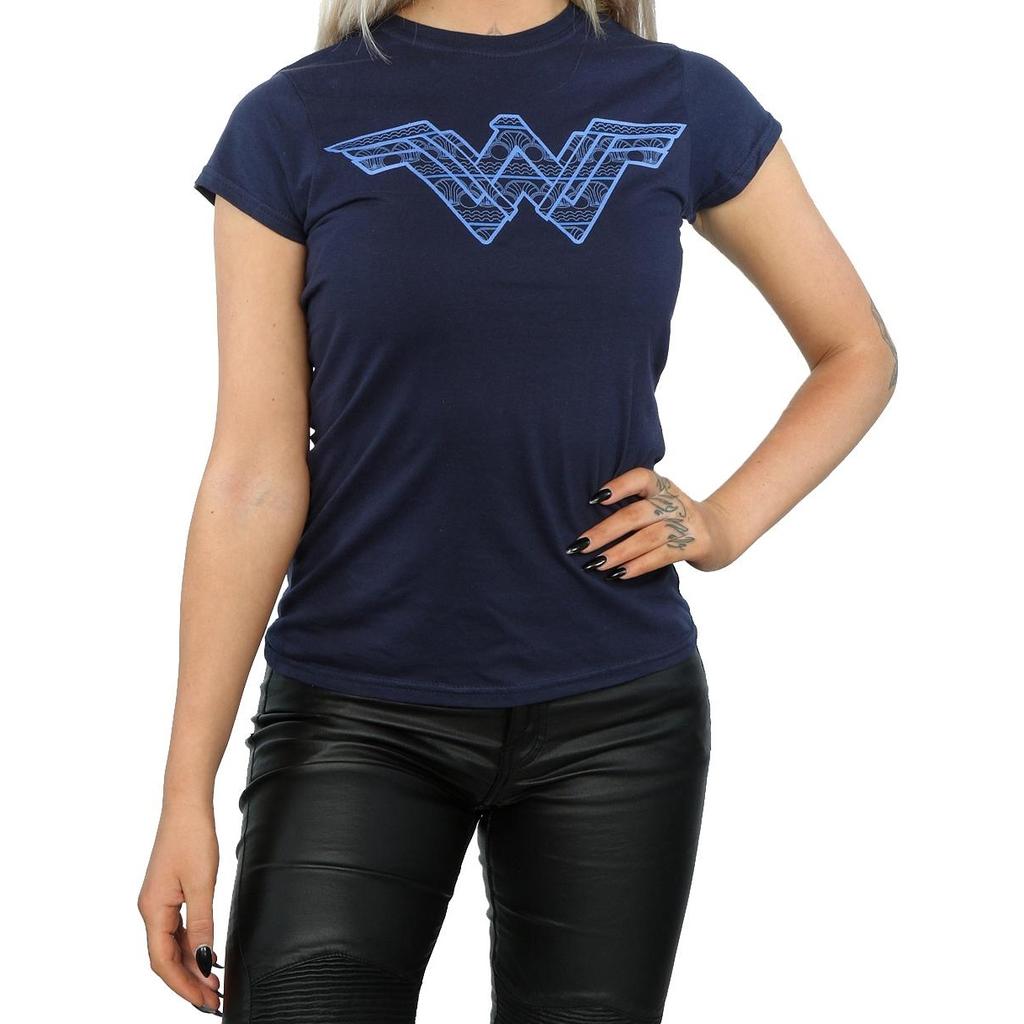 DC Comics Womens/Ladies Wonder Woman Pattern Fill Logo Cotton T-Shirt