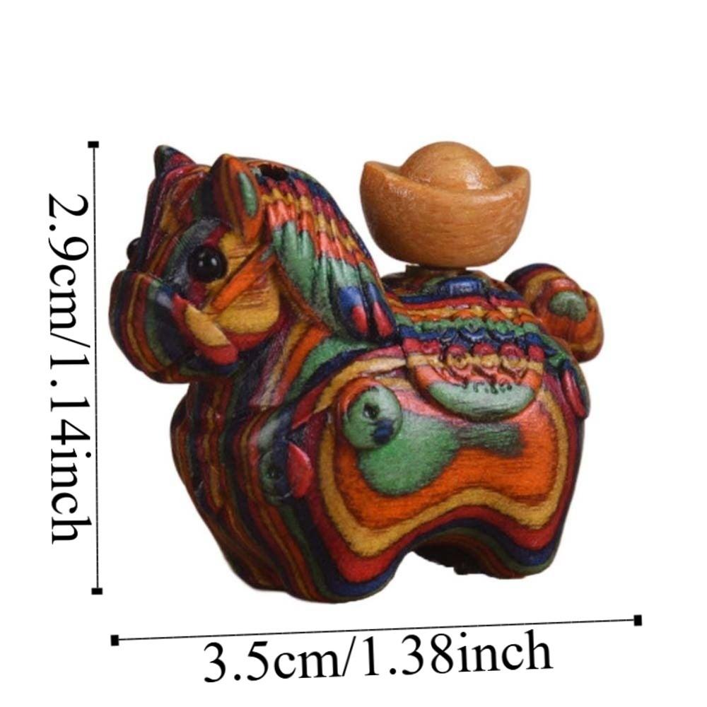 Mini Zodiac Horse Pendant Chinese Style Green Sandalwood Phone Chain Wooden Horse Keychain Friends