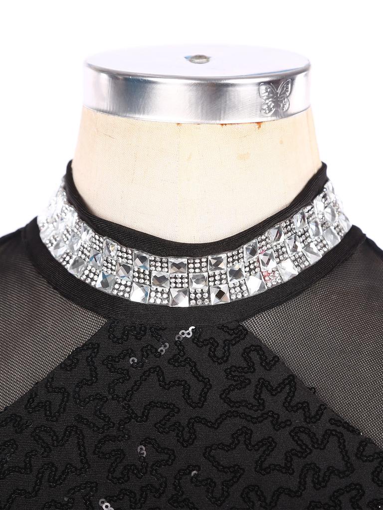 Женский костюм для латиноамериканских джазовых танцев с блестками, платье без рукавов с вырезом сзади, струящееся платье с кисточками, трико, балетная танцевальная одежда