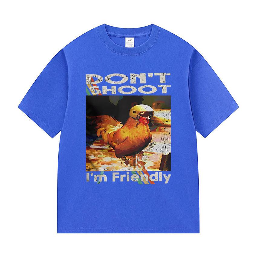 Gamer ARC Raiders Don't Shoot I M Friendly Chicken Funny Graphic T-Shirt Unisex Women Vintage Fashion Oversized 100% Cotton T Shirt