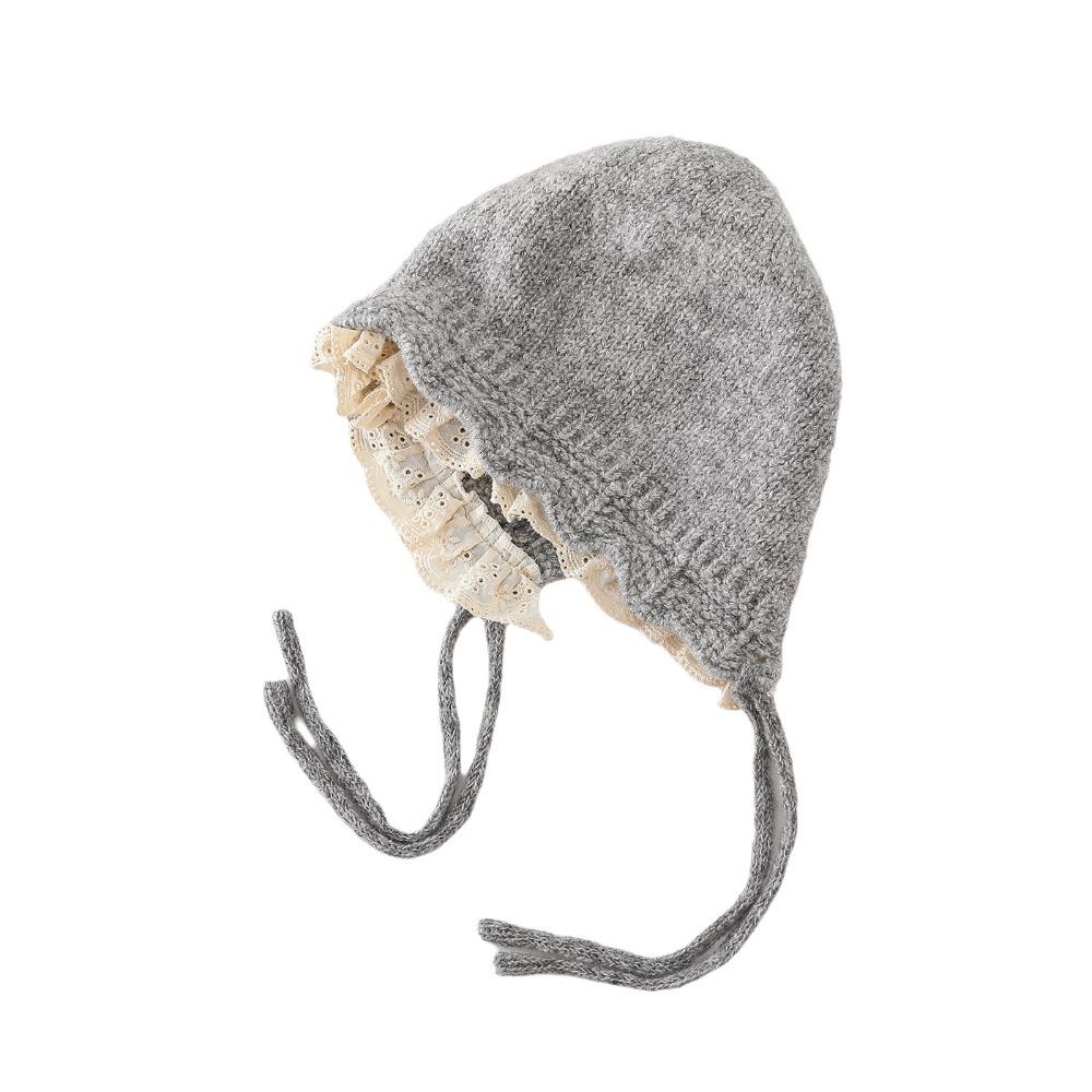 Windproof Kids Warm Hat Soft Knitted Lace Cap Exquisite Warmer Beanie Cap Kids