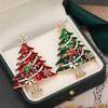 Water Drop Effect Christmas Brooch Enamel Rhinestone Korean Style Clothes Pin Collar Accessory Holiday Decoration Gift