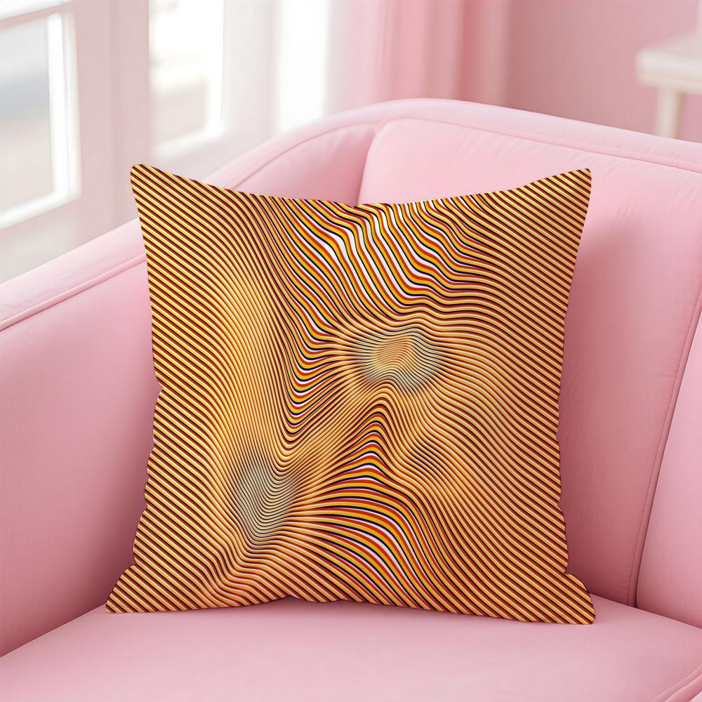 Abstract Trippy Colorful Art Psychedelic Texture Cushion Cover Pillowcase Short Plush Invisible zipper Room Sofa Cushion Cover