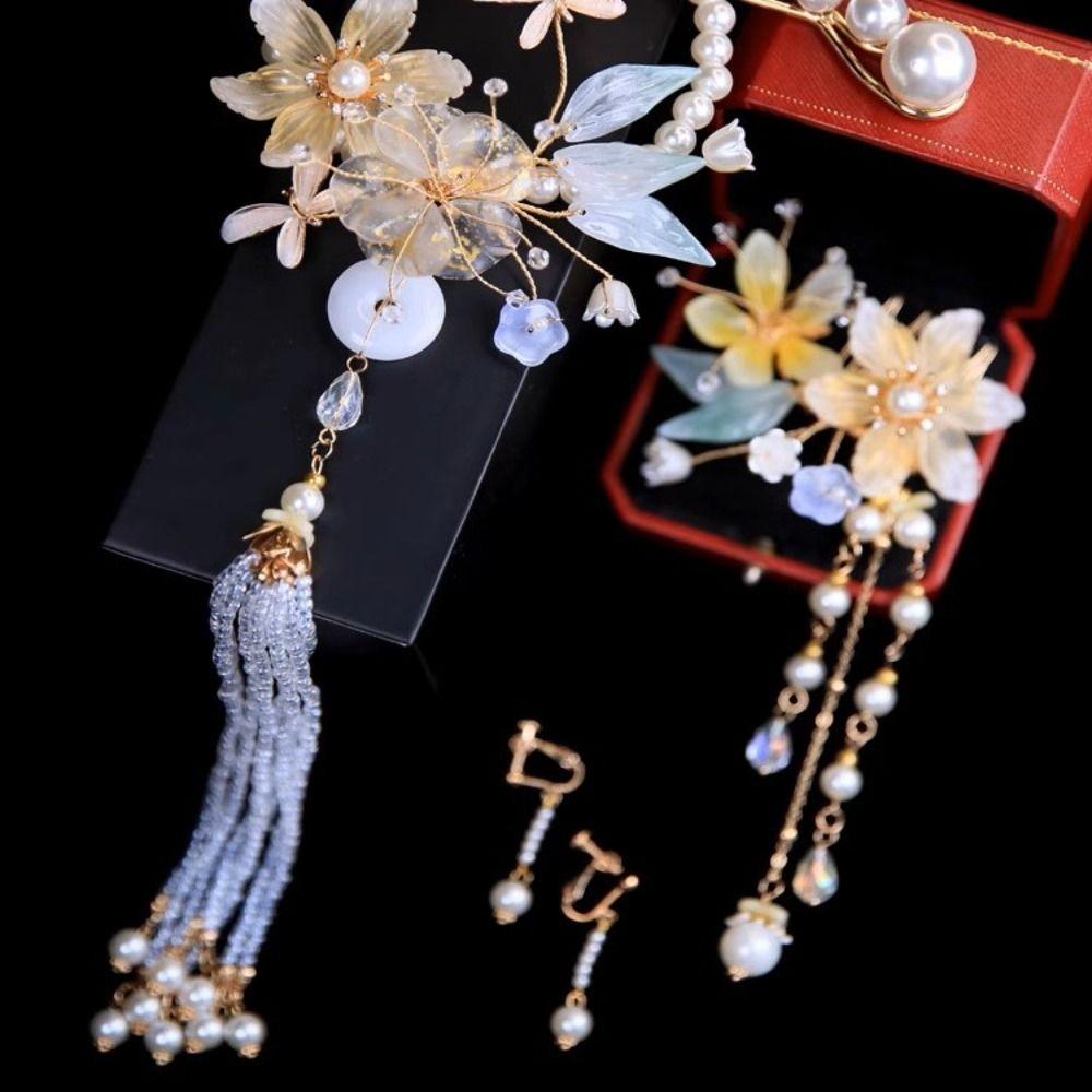 Подтонированные свадебные головные уборы Пластиковые серьги Жемчужная шпилька для волос Женщины