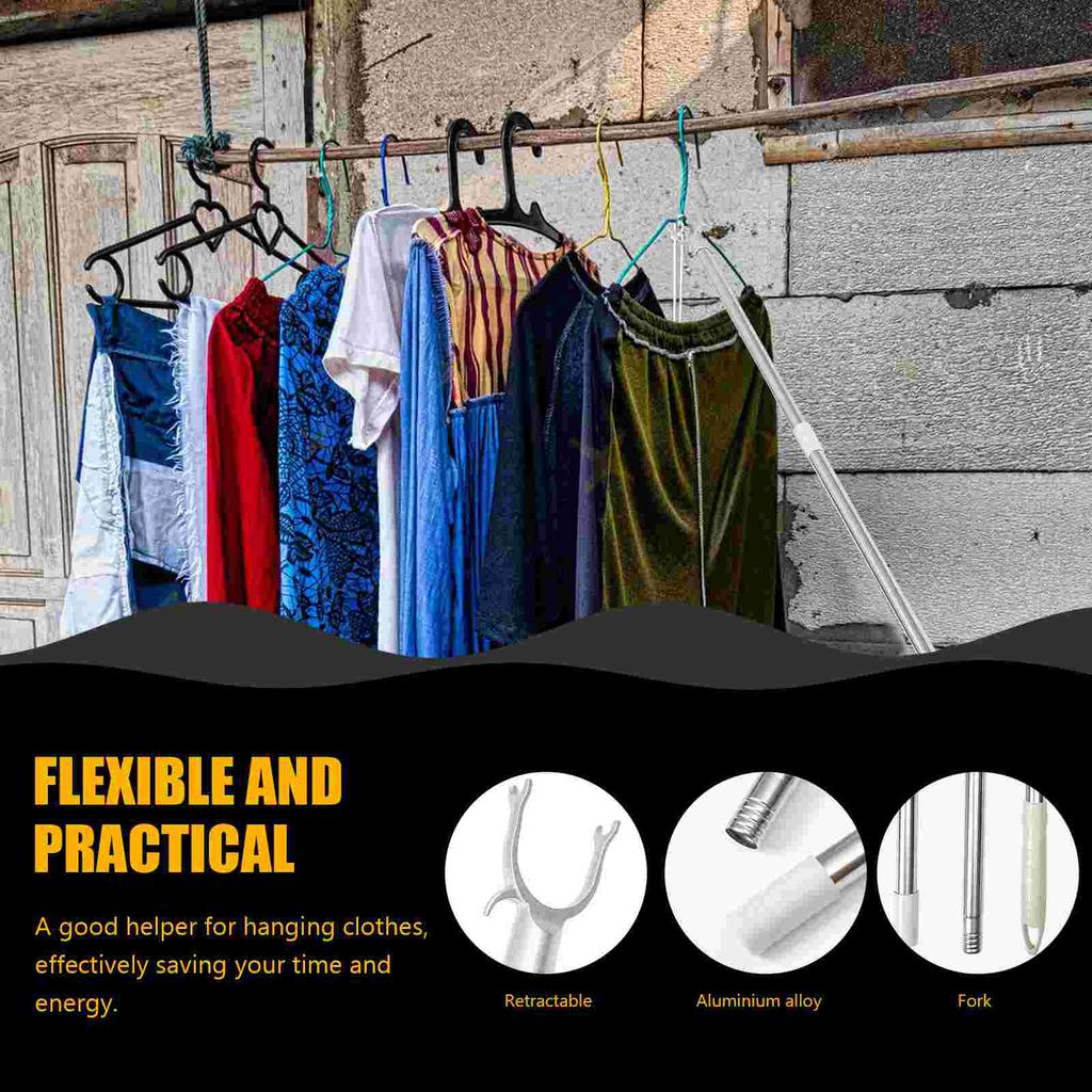 Stitching Clothes Rail Map Picking Rod Ceiling Thickened Plastic Household Professional Elderly Hook Pole for Drying
