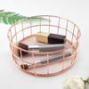 Розовое золото, железное искусство, скандинавский ящик для хранения косметики, кисть для подводки глаз, чашка для хранения, туалетный столик, круглая корзина для хранения косметики