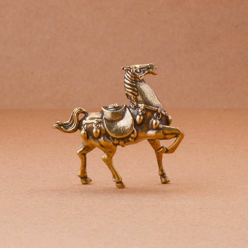 Brass War Horse Small Ornament Home Desktop Decoration Retro Pure Copper Horse Crafts Copper Figurines Enthusiasts Collect