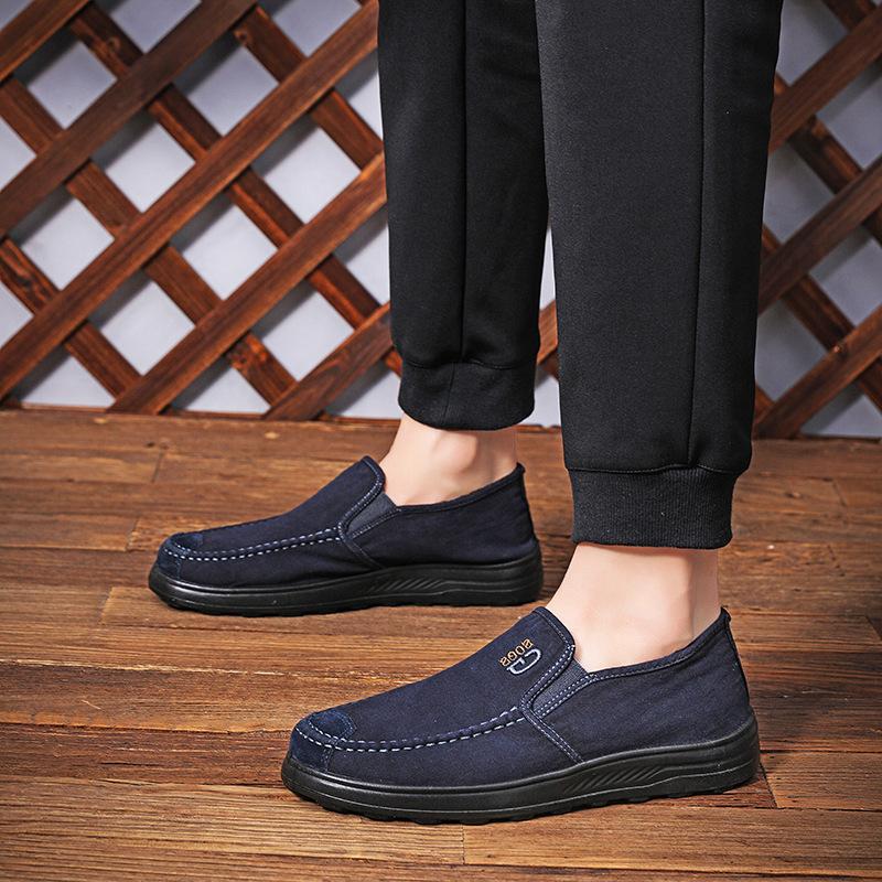 Мужские туфли с одной педалью, летние, новые, дышащие, ленивые, мужские, повседневные, парусиновые туфли, старые, Пекинские, тканевые, мужские