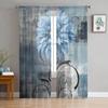 Light Pink Grey White Dahlia Texture Tulle Curtains for Living Room Kitchen Bedroom Sheer Tulle for Cafe Hotel Modern Home Decor