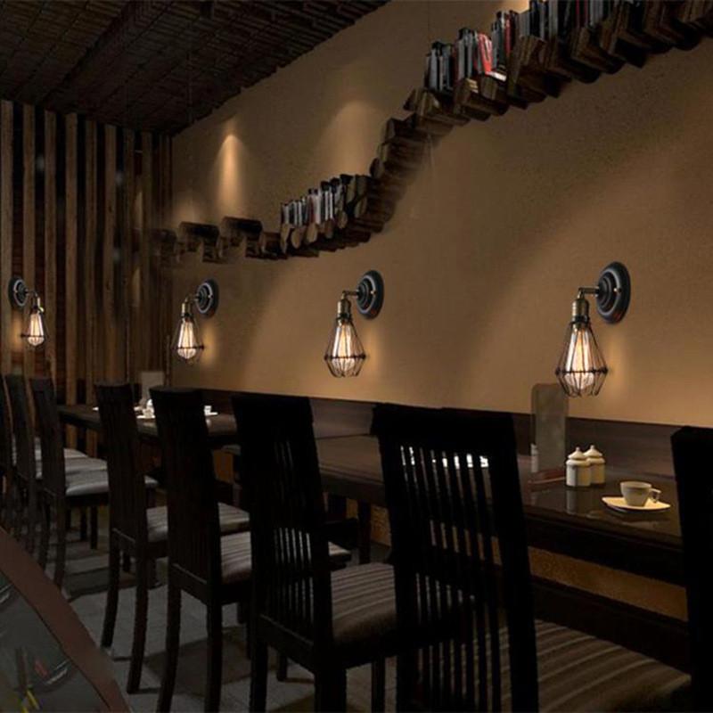 Винтажный индустриальный стиль лофт настенный светильник античный железный абажур ретро бра