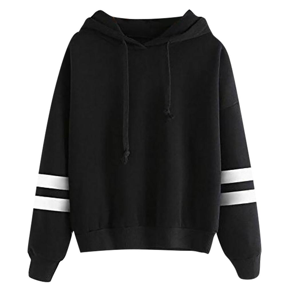 Women's Fashion Casual Loose Long Sleeve Solid Color Hooded Sweatshirt Blouse