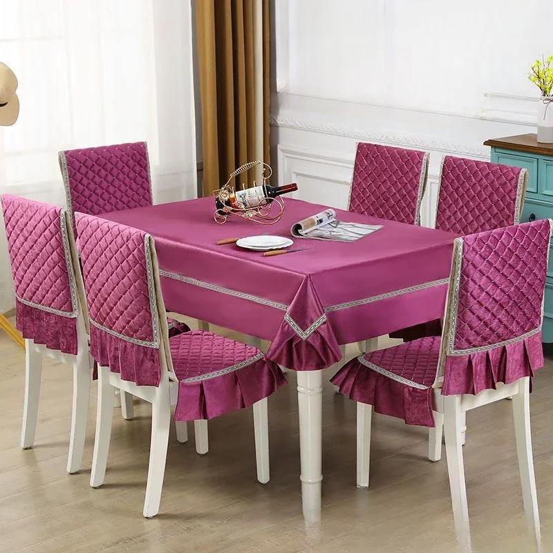 Кружевной однотонный чехол на стул в европейском стиле, чехол на обеденный стол и табурет, ткань для домашнего обеденного стола, ткань на спинку стула