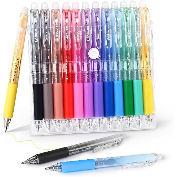 BAYTORY 36Pcs Colored Erasable Gel Pens, Fine Point 0.7mm, Retractable Assorted Colors Pen with Eraser, Smooth Writing Erasable Pens for Crossword