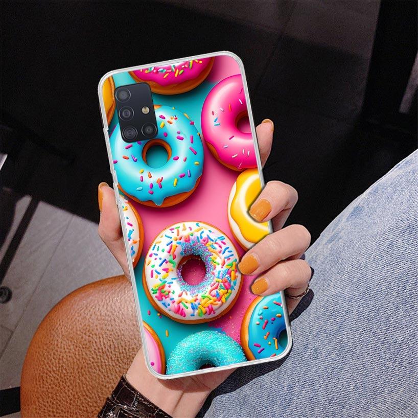 Чехол для телефона Macaron Ice Cream Cake Doughnut для Samsung Galaxy A52 A32 A22 A12 A51 A31 A50S A30S A20S A10S Note 20 Ultra 10 Plus