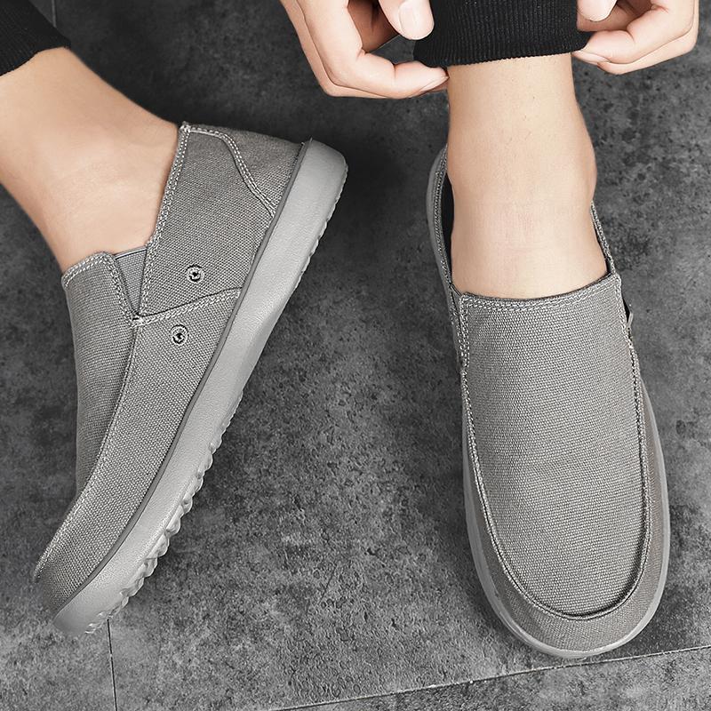 Мужские парусиновые туфли серые туфли для вождения без застежек повседневные синие туфли с широким носком для дальних больших размеров легкие
