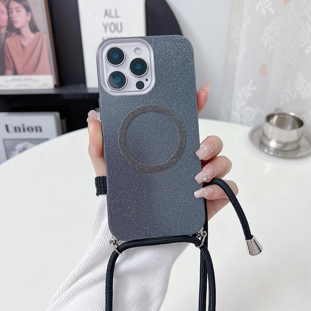 Beautiful Glitter Crossbody Lanyard Magnetic for IPhone 16 E 15 Pro Max 14 13 12 11 Pro Phone Case for Magsafe Cover