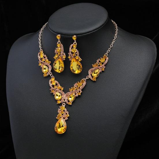 Женское ожерелье, серьги, комплект, роскошные симметричные ретро стразы, полые антиаллергенные висячие серьги, комплект ювелирных изделий для свадьбы, выпускного, юбилея