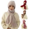 Hood With Integrated Hearing , 2-in-1 Warm Scarf Thick Knit Hat Winter Hat Plush