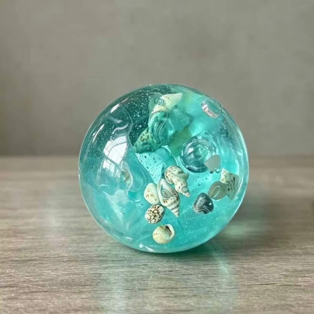Transparent Ocean Sensory Fidget Toy Cube Shape Stress Relief Ball for Table Decoration