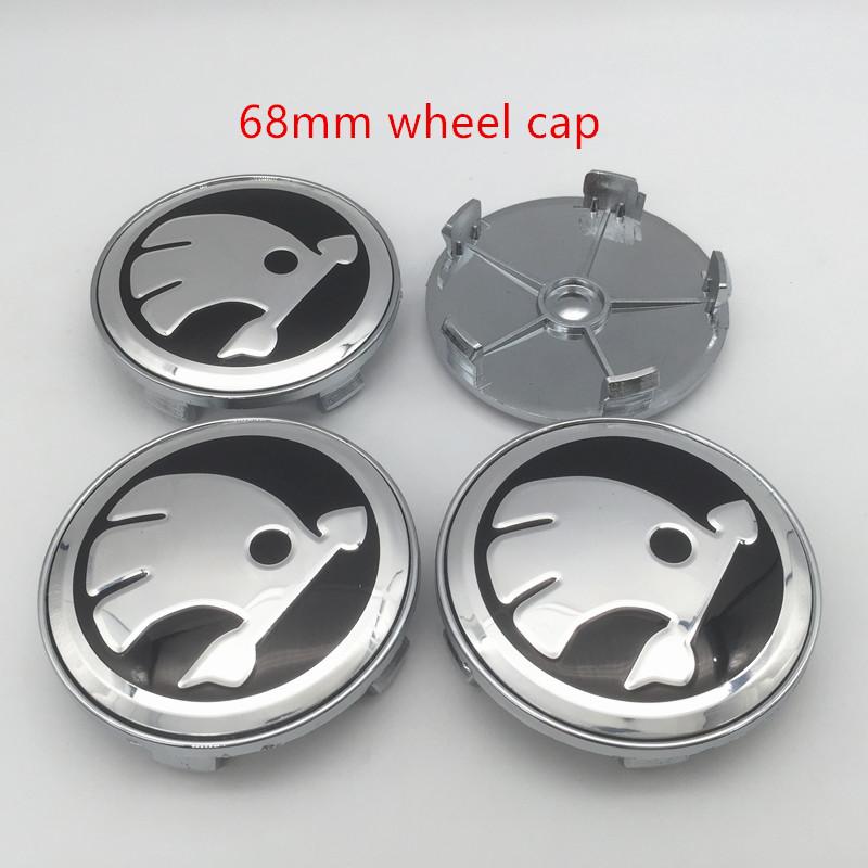 GAM1 4pcs 56mm 60mm 65mm 68mm black/green For Skoda Car emblem Wheel hub Center Cap Badge covers sticker Decals Styling accessories