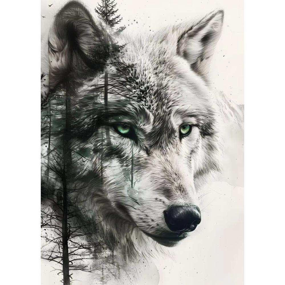 Animal and Forest Poster Eagle Wolf Tiger Lion Cat Panda Fox Tree Canvas  for Living Room Home Decor Wall Art Mural