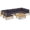 Maison Exclusive - Salon de jardin 7 pcs avec coussins gris foncé bambou