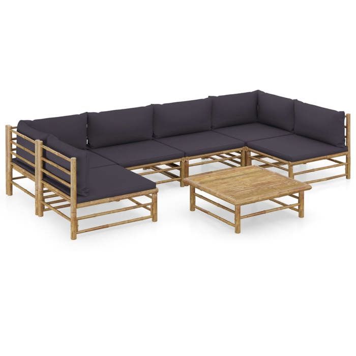Maison Exclusive - Salon de jardin 7 pcs avec coussins gris foncé bambou