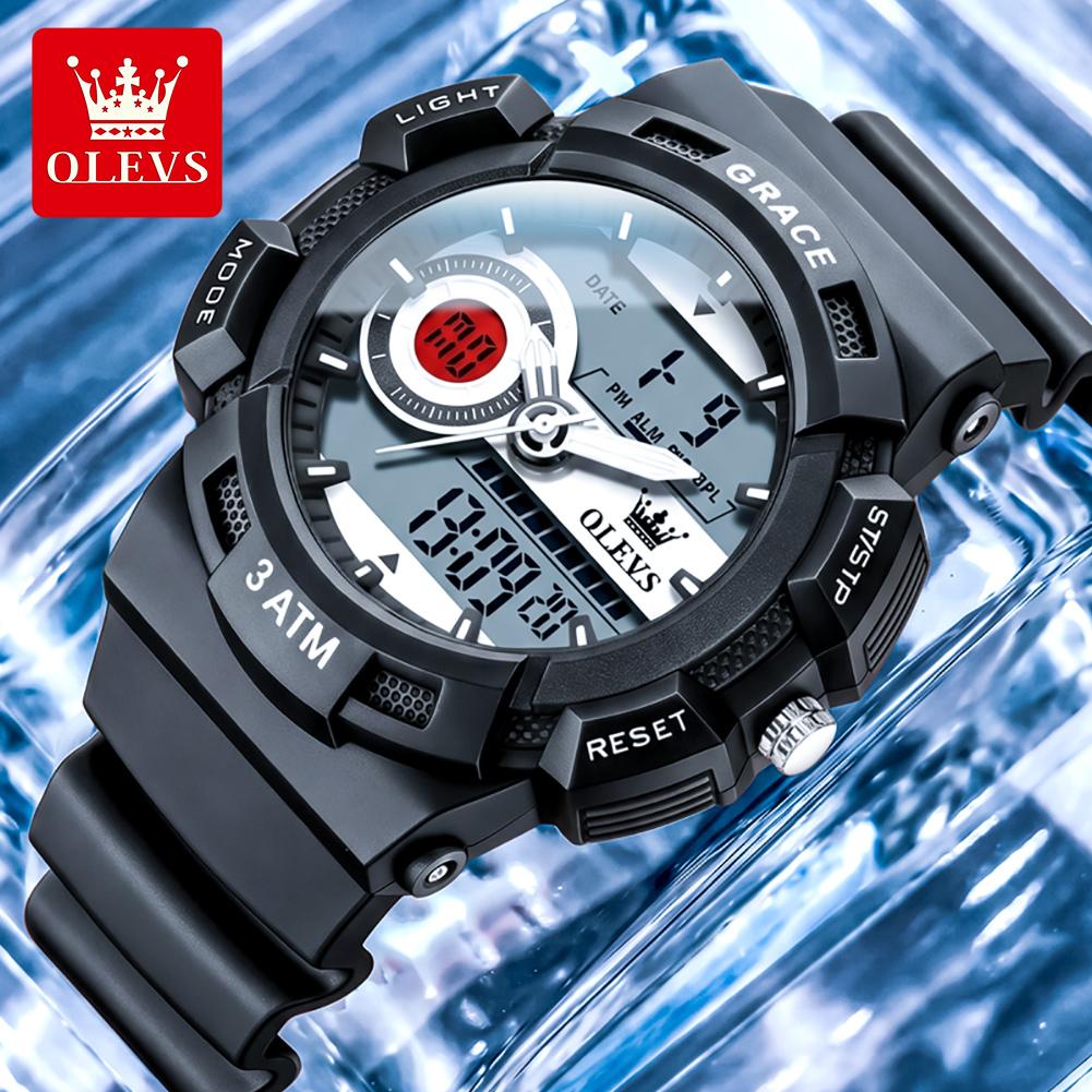 OLEVS New Electronic Quartz Watches Fashion Silicone Strap Unisex Wristwatches Alarm Stopwatch Sports Women's Men's Watches 1121