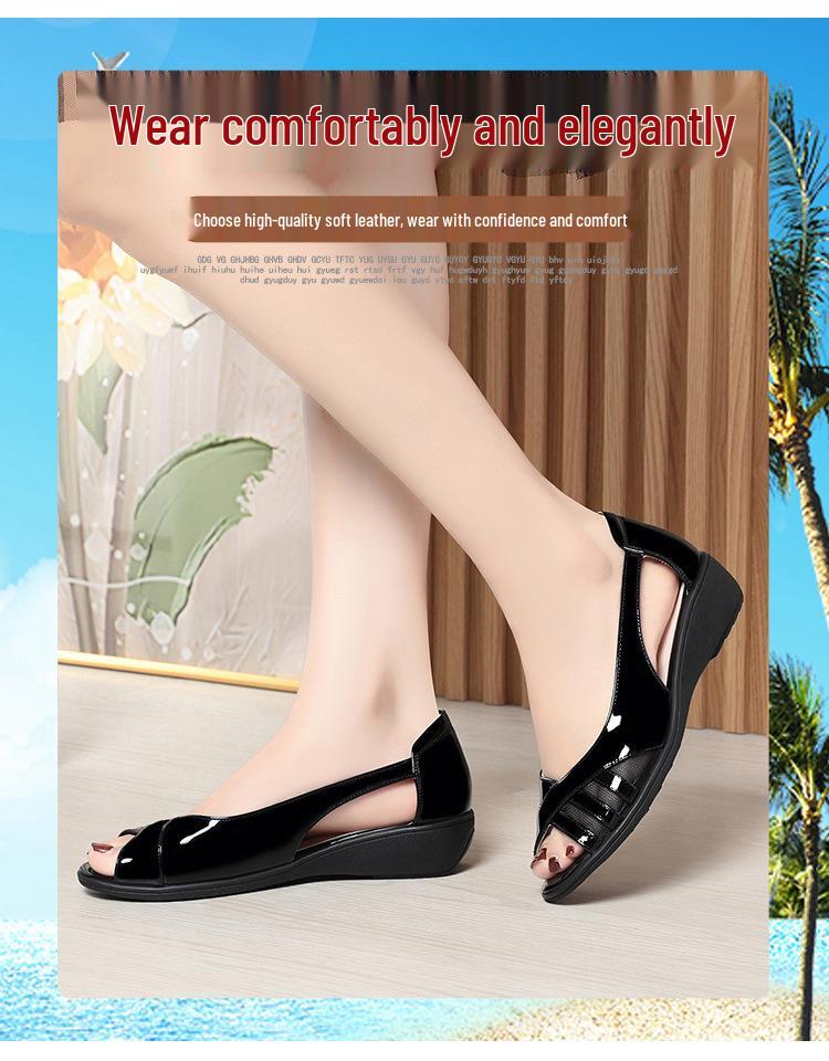2024 Summer Women's Flat Sandals with Soft Sole - Comfortable Closed Heel, Open Toe Design for Moms