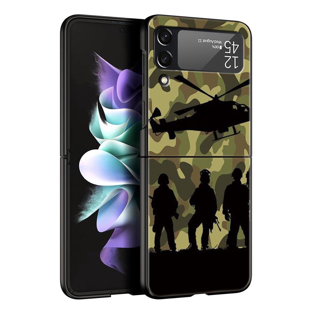 Камуфляжная Военная Армейская Чехол-Бампер Для Samsung Galaxy Z Flip 6 5 4 3 Корпус Для Samsung Z Flip3 Flip4 Flip5 Жесткий PC Чехол