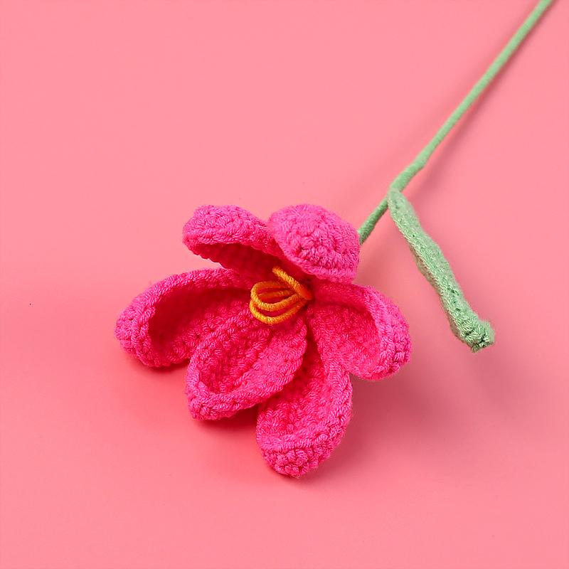 1/2 шт. вязаный крючком цветок тюльпана подарок для друзей вязание букета ручная работа готовый милый розовый медведь креативная ручная вязка