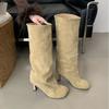 Winter Street Style Round Toe Knee-High Women Boots Punk Thin High Heels Shoes Female Long Booties Zapatos De Mujer Heels Women
