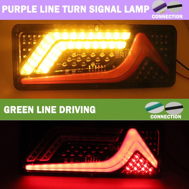 2 шт. 12/24 В динамические светодиодные задние фонари для грузовиков, указатели поворота, задние стоп-сигналы, сигнальные лампы заднего хода, прицеп, грузовой автомобиль, автобус, кемпер, караван