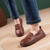 The First Layer of Cowhide Loafers Women's Spring and Autumn New Leather Brock British Retro Lazy Shoes Women's Single Shoes
