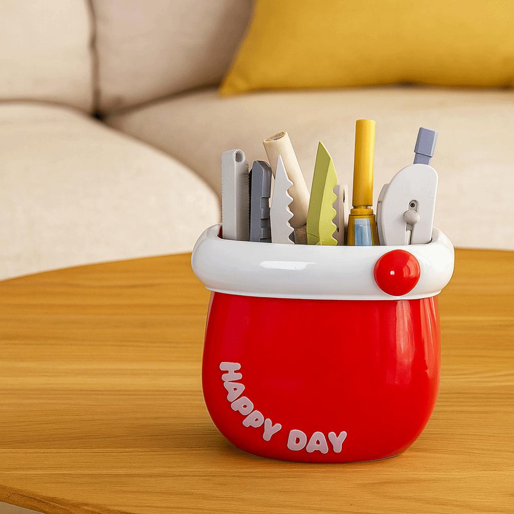 Магнитный органайзер без сверления, пластиковый держатель для ручек, милый контейнер для хранения на холодильник, кухня