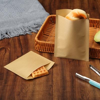 Пакет для упаковки пищевых продуктов из крафт-бумаги Одноразовый пакет для упаковки закусок Маслонепроницаемый бумажный пакет