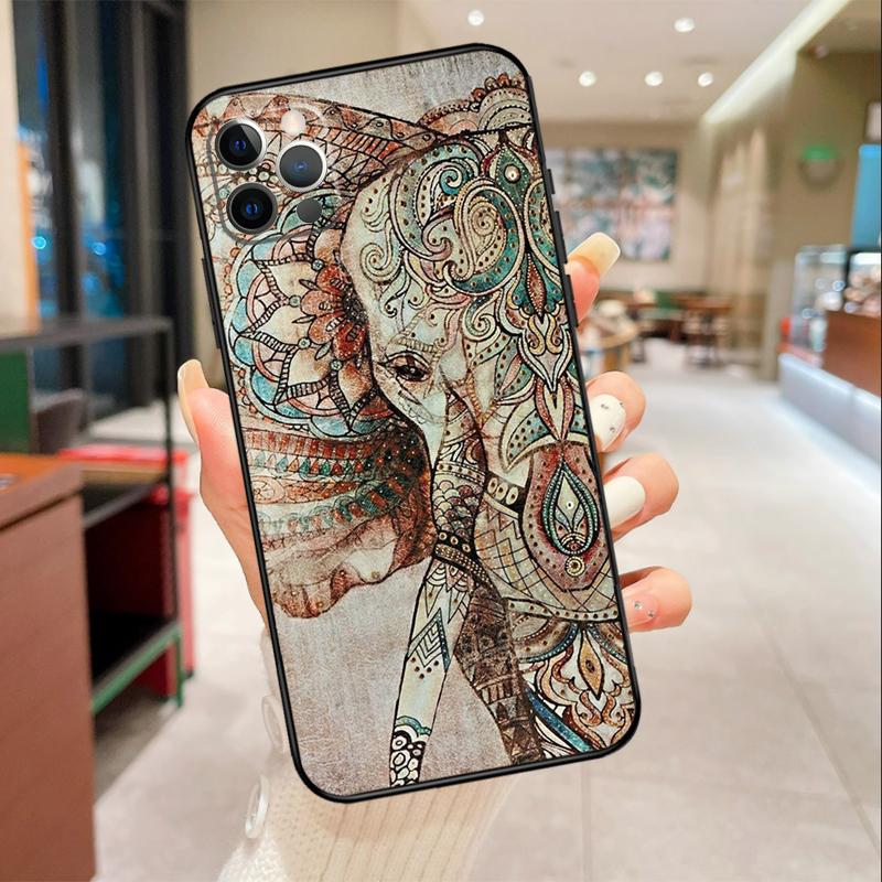 Чехол для телефона с мандалой слона в ацтекском стиле для iPhone 16 15 14 11 12 13 17 Pro Max mini 15 Plus 16e 17 Air Защитная крышка