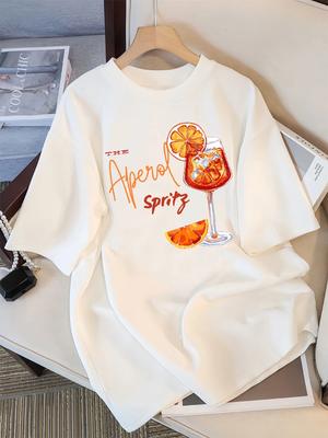 Лимонно-красная футболка с принтом, женская, с коротким рукавом, с круглым вырезом, для женщин, топ в стиле Y2K, новая модная, удобная, летняя женская одежда