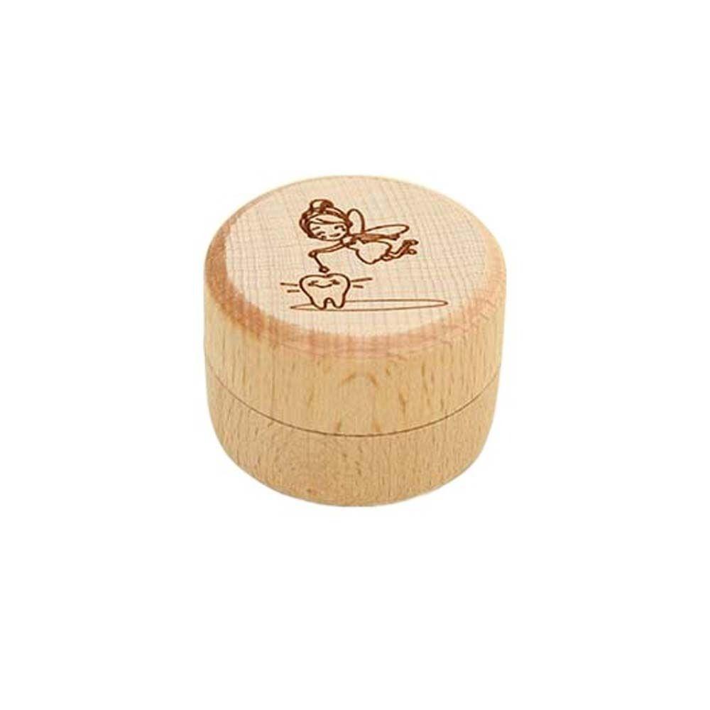 Primary Teeth Wood Baby Tooth Box Baby Teeth Save Tooth Fairy Box Round Deciduous Tooth Case  Kids