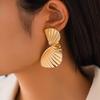 Fashion Versatile Fan Irregular Stud Earrings Women's Alloy Conch Folded Earrings Earrings