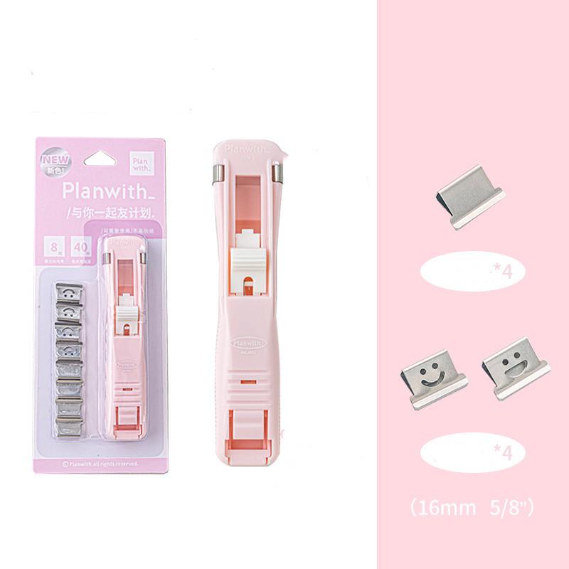 1Pc Creative Stapler Without Staples Creative Simplicity Candy Color Pusher A4 Paper Storage Clip Pusher Office/student Supplies