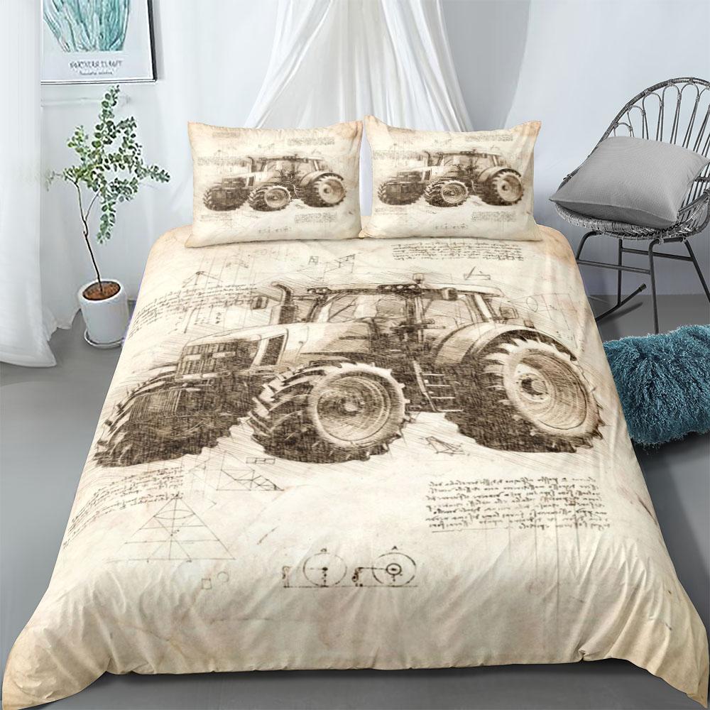 Комплект пододеяльника с трактором Королевский Королева Двуспальный Полный Двуспальный Односпальный Размер Набор постельного белья для мальчиков