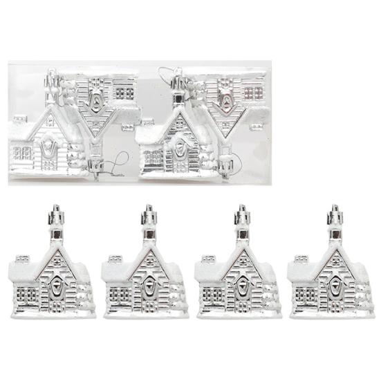 4 шт. рождественские подвески в форме снега, уютный дом, новогодний гальванический орнамент для рождественской елки, многоразовые подвески из нержавеющей стали, праздничный подарок