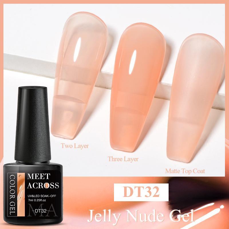 MEET ACROSS 1 Bottle 7ml Jelly Amber Gel Polish Translucent Jelly Nail Gel Manicure UV LED Semi Permanent Soak Off Nail Polish