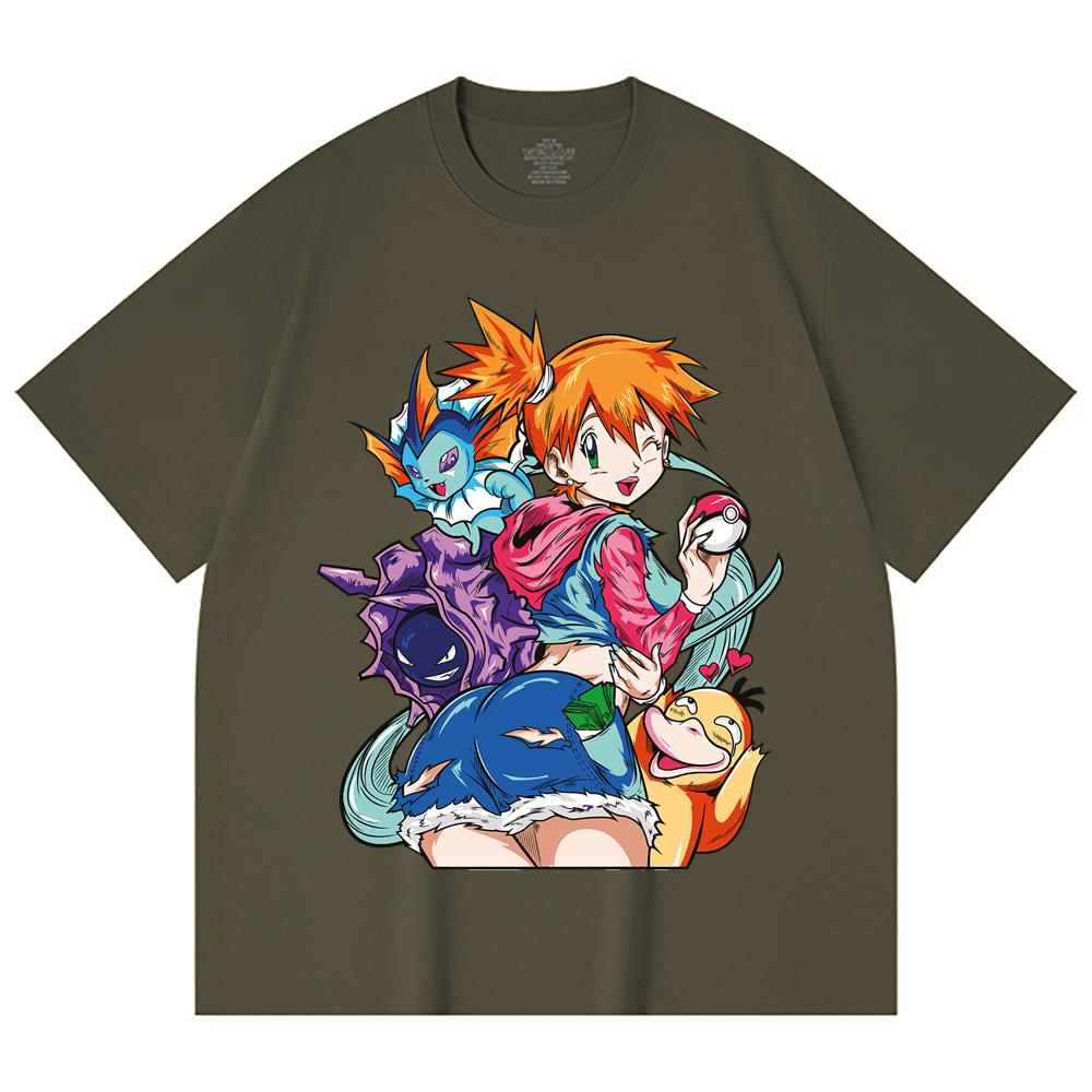 230 Gsm 100% Cotton Pokemon V17 Misty Print Unisex Heavy Cotton T Shirt