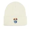 Cartoon Dog Pocket Warm Knitted Cap Beanie, Animal Woman Cap Cozy Candy Color Solid Color Pompom Beanies Knit Hat Beanie