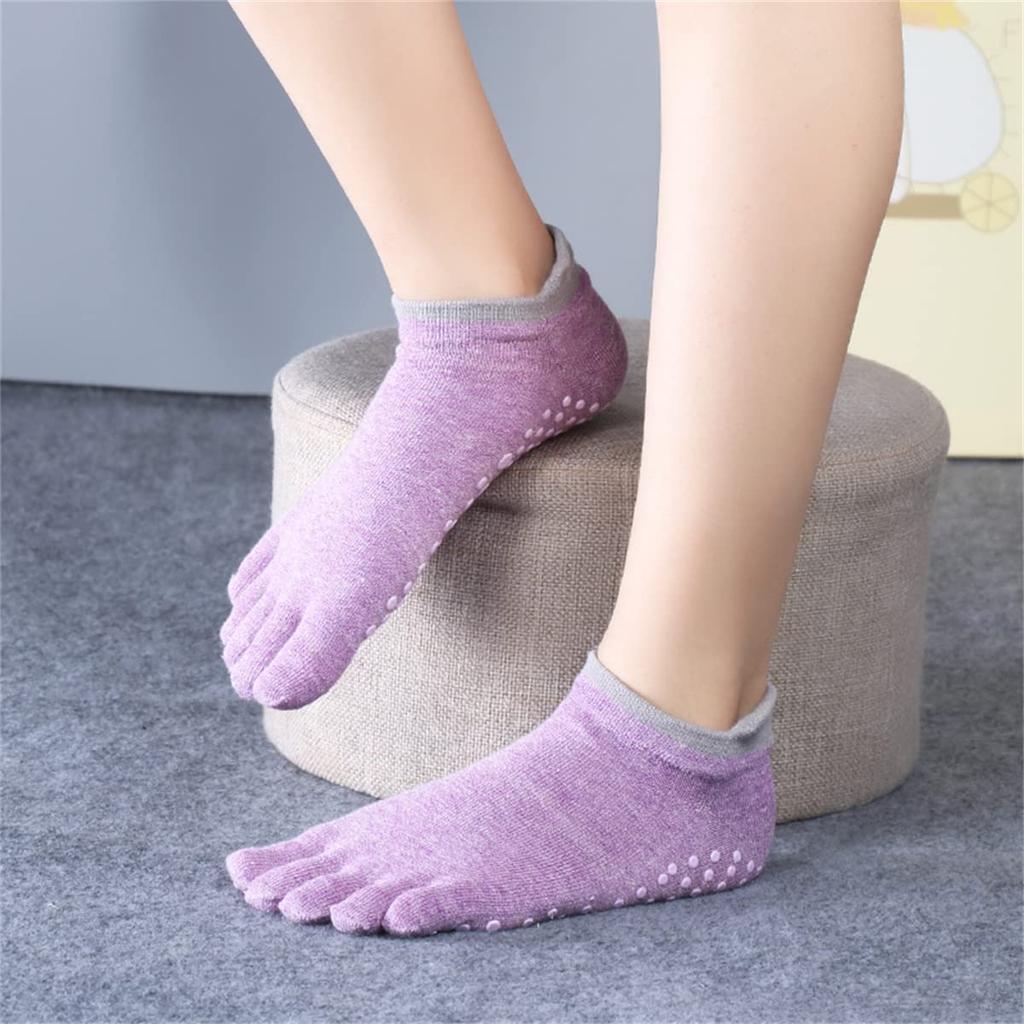 Yoga Socks with Socks for Sports and Sizes Set of 4 Win.Deeper Women's Five-Toe Non-Slip Outdoors, 22-25cm, (Set F)